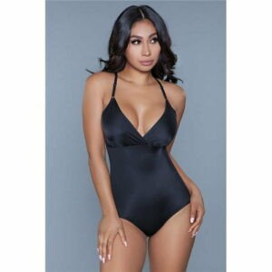 2003-1X-2X-BLACK Women What Waist Shapewear Bodysuit, Black - 1X & 2X