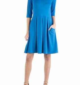 24seven Comfort Apparel Women's Fit and Flare Mini Dress, Blue, Small