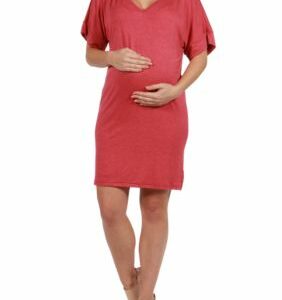 24seven Comfort Apparel Women's Maternity V Neck Loose Fit Resort Dress, Large