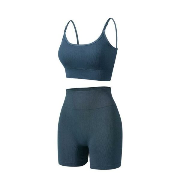 2pcs Sports Bra and High-Waist Compression Shorts Set for Women