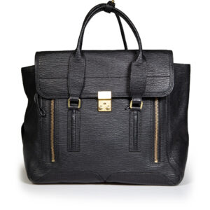 3.1 Phillip Lim Black Leather Pashli Zip Detailed Satchel