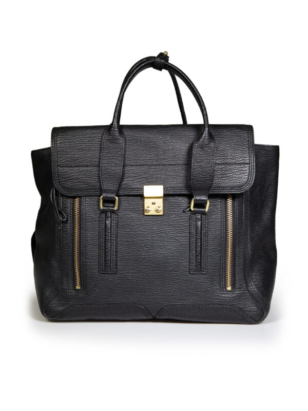 3.1 Phillip Lim Black Leather Pashli Zip Detailed Satchel