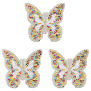 3PCS Embroidery Butterfly Sew Sequin Butterfly Patches Colorful Sequin Butterfly Sew Glitter Embroidered Patch Women s Clothing T-Shirt Sweater Jeans Hoodie Hat Jacket