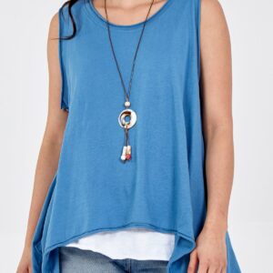 3in1 Asymmetrical Sleeveless Top - ONE / BLUE