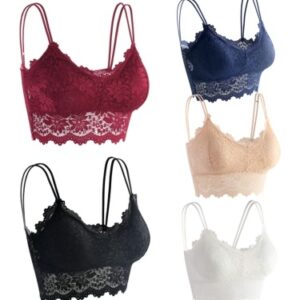 5Pcs Women Lace Bra Camisole Wirefree Crop Tops