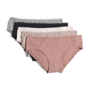 5Pk Organic Cotton And Spandex Blend Hipster Panties For Women