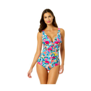 Anne Cole Soft Band Shirred 1-Piece Swimsuit for Ladies - Amalfi Floral - 14