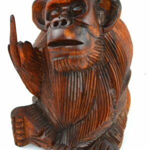 6 Inch Rude Monkey Flipping The Bird Middle Finger Wooden Statue WorldBazzar Bra