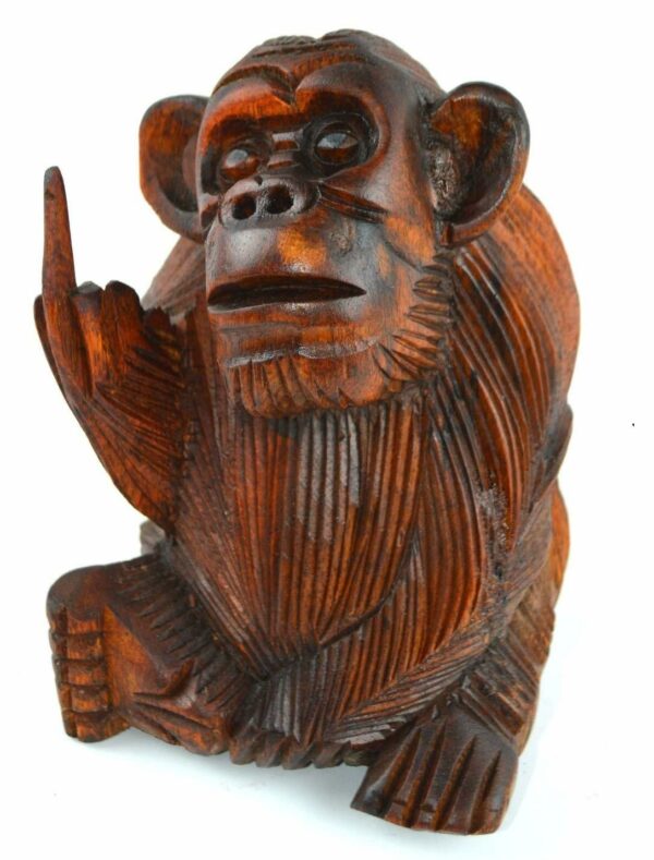 6 Inch Rude Monkey Flipping The Bird Middle Finger Wooden Statue WorldBazzar Bra