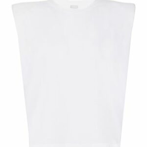 8 By Yoox Organic Cotton Padded S/sleeve Shoulder T-shirt Woman T-shirt White Size XL Organic cotton