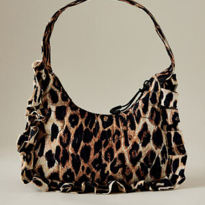 90's Frill Leopard Print Shoulder Bag