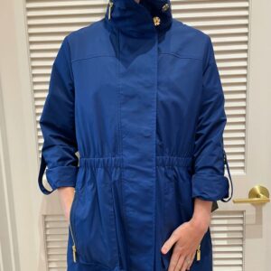 Cinched Waist Rain Jacket In Navy