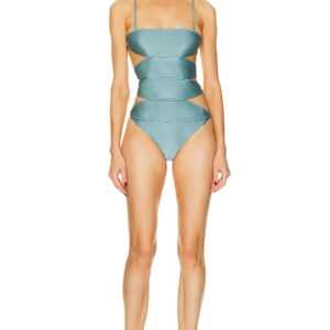 ADRIANA DEGREAS Vintage Orchid Solid Cutout Swimsuit in Blue