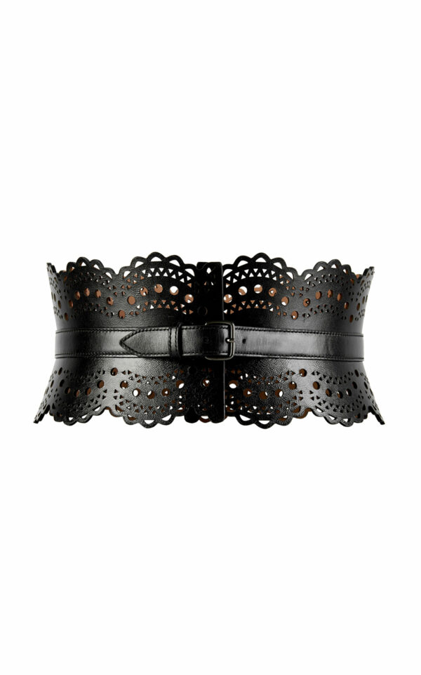 ALAA - Bustier Leather Belt - Black - 85 cm - Moda Operandi