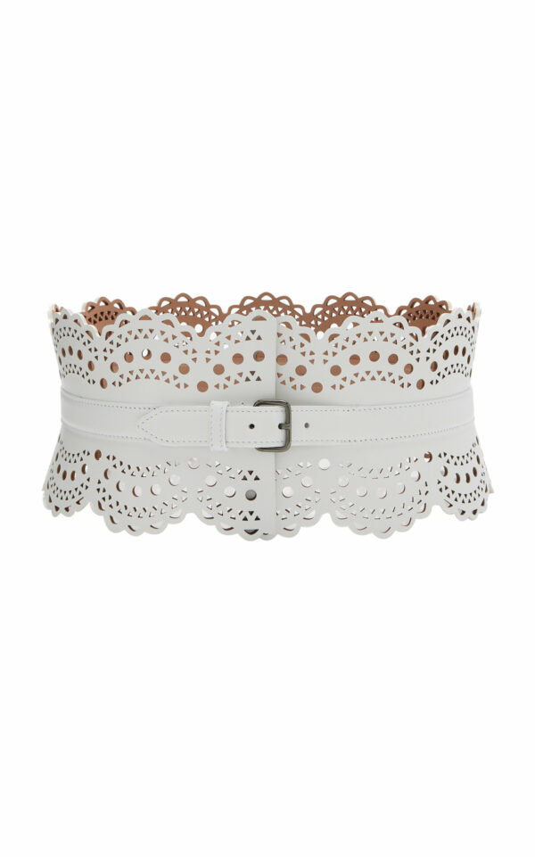 ALAA - Leather Bustier Belt - White - 75 cm - Moda Operandi