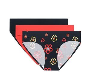 AQS Women'sSeamless Bikini - 3 Pack XL Flower/Red/Black