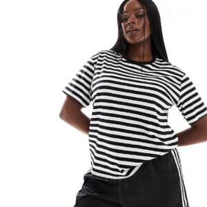 ASOS DESIGN Curve ultimate t-shirt in black and white stripe-Multi