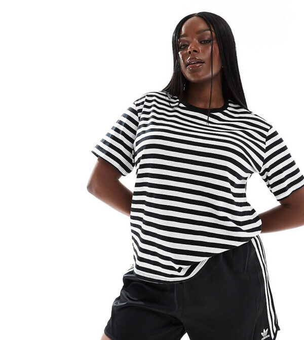 ASOS DESIGN Curve ultimate t-shirt in black and white stripe-Multi