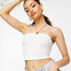 ASOS DESIGN Petite ultimate crop bandeau top in white