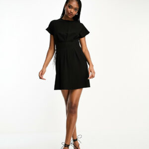 ASOS DESIGN Tall cinched waist mini dress in black