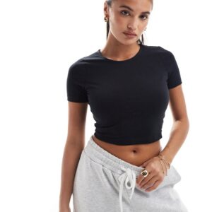 ASOS DESIGN fitted crop t-shirt in black