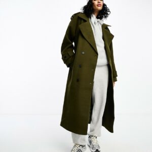 ASOS DESIGN formal trench coat in khaki-Green