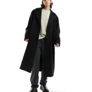 ASOS DESIGN oversized wool mix coat in black