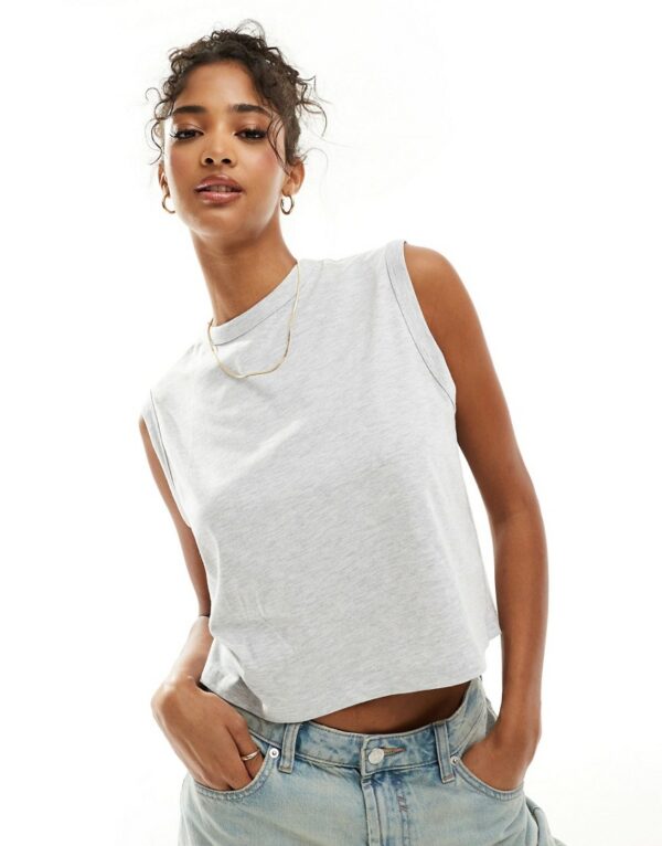 ASOS DESIGN relaxed textured tank top-Grey