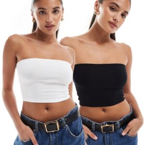 ASOS DESIGN ultimate crop bandeau top 2 pack in multi