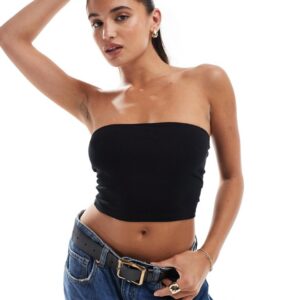 ASOS DESIGN ultimate crop bandeau top in black