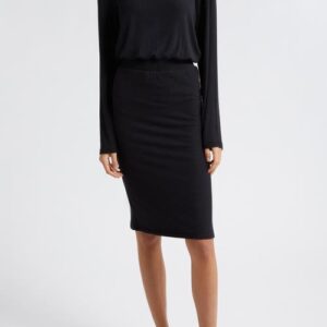 ATM Anthony Thomas Melillo Cinched Waist Long Sleeve Rib Dress in Black at Nordstrom, Size Small