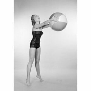 Young Woman Wearing Swimsuit Holding Beach Ball Poster Print (24 X 36)