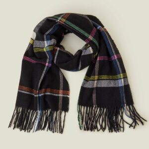 Accessorize Women's Black Hampstead Check Blanket Scarf, Size: 180x70cm