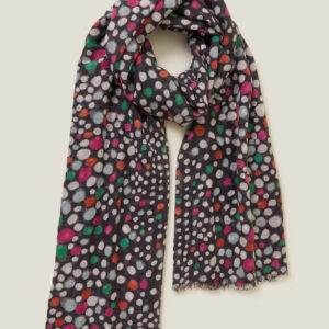 Accessorize Women's Black/White/Pink Spot Lightweight Scarf