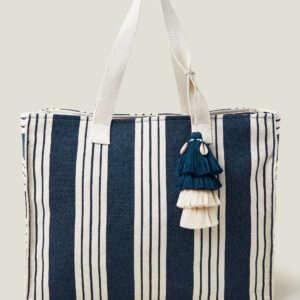 Accessorize Womens Blue Large Stripe Beach Bag, Size: 38x45cm