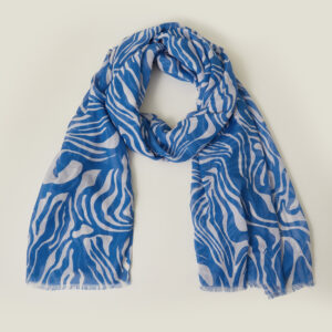 Accessorize Women's Blue/White Swirl Print Scarf, Size: 180x105cm