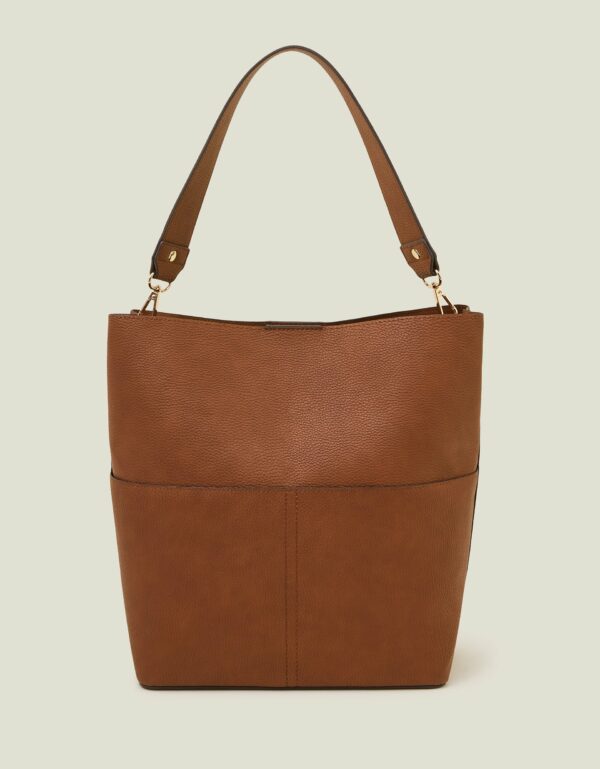 Accessorize Womens Bucket Shoulder Bag Tan, Size: 31x30cm