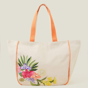 Accessorize Womens Orange Embroidered Tote Bag, Size: 57x37cm