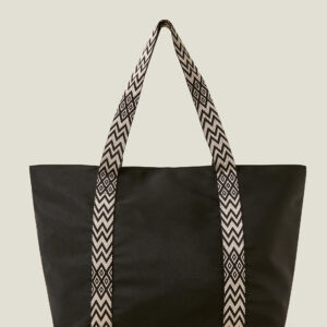 Accessorize Womens Webbing Strap Tote Bag Black, Size: 33x38cm