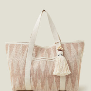 Accessorize Womens beige Chevron Beach Bag, Size: 31x55cm