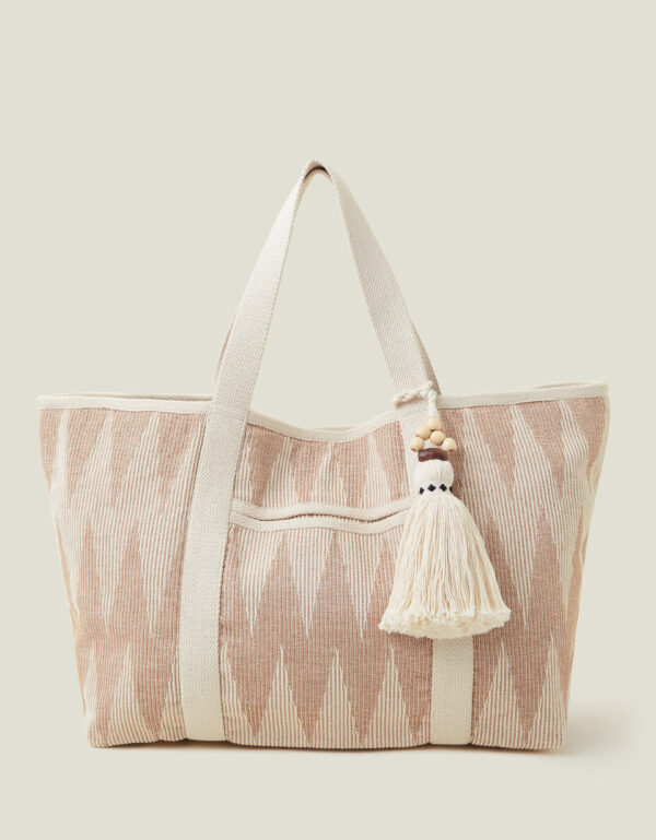 Accessorize Womens beige Chevron Beach Bag, Size: 31x55cm