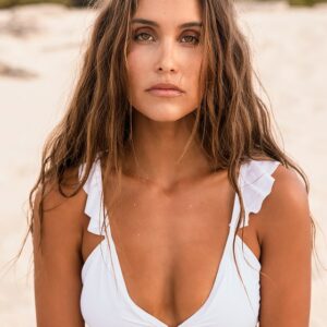 Across the Tides White Ruffled Bikini Top