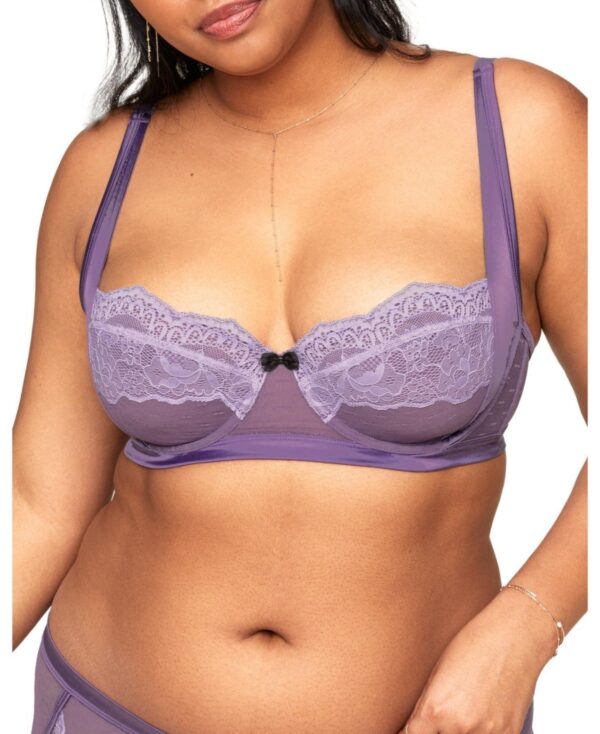 Adore Me Plus Size Lark Unlined Balconette Bra - Dark purple