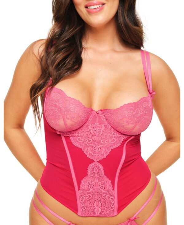 Adore Me Plus Size Liv Unlined Demi Bustier - Dark pink