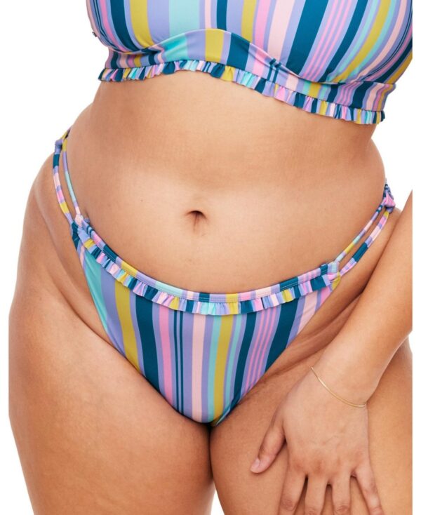 Adore Me Plus Size Rainey Swimwear Bikini Bottom - Stripe blue