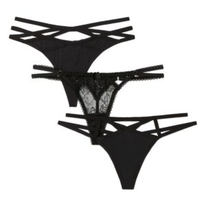 Adore Me Plus Size Sexy Thong Thong Panties (Pack Of 3) - Black