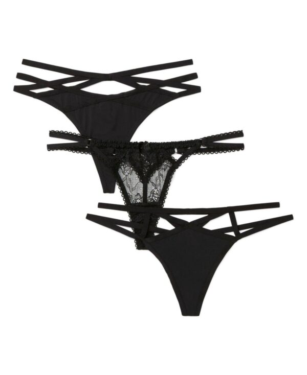 Adore Me Plus Size Sexy Thong Thong Panties (Pack Of 3) - Black