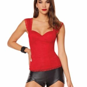 Adult Red Lace Cap Sleeve Corset