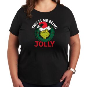 Air Waves Trendy Plus Size Grinch Graphic T-shirt - Black