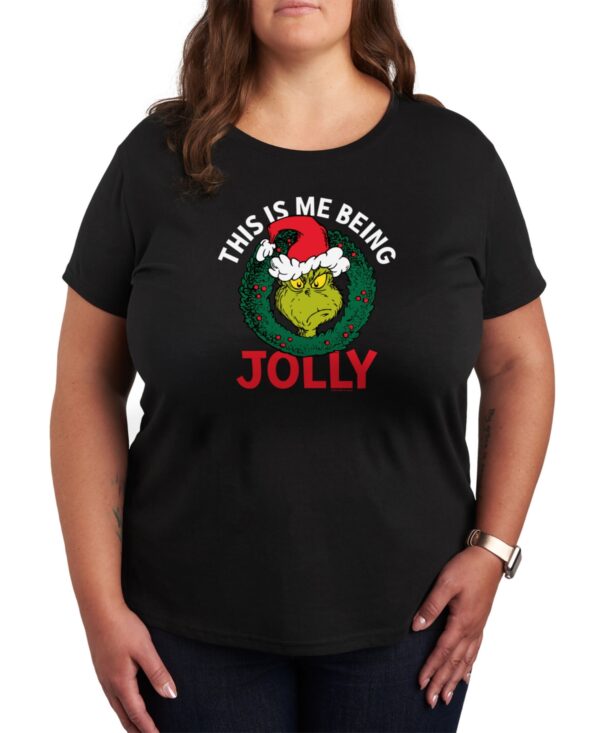 Air Waves Trendy Plus Size Grinch Graphic T-shirt - Black